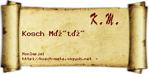 Kosch Máté névjegykártya